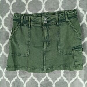 Roxy Cargo Mini Skirt Women Medium Green Olive Utility Grunge Summer Y2K Pockets